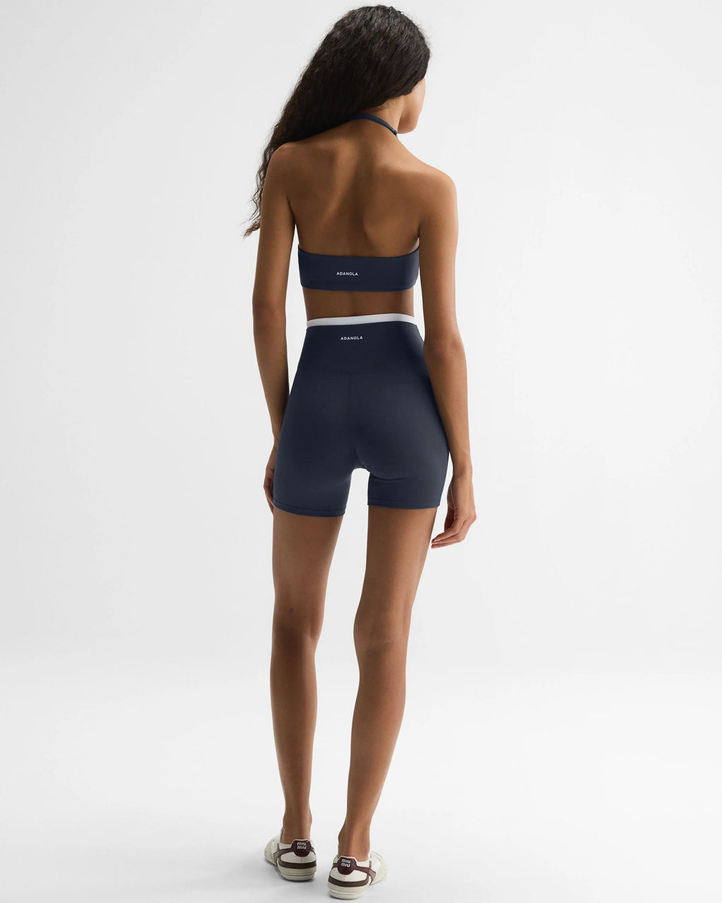 Ultimate Halter Double Layer Bra - Midnight Blue/White