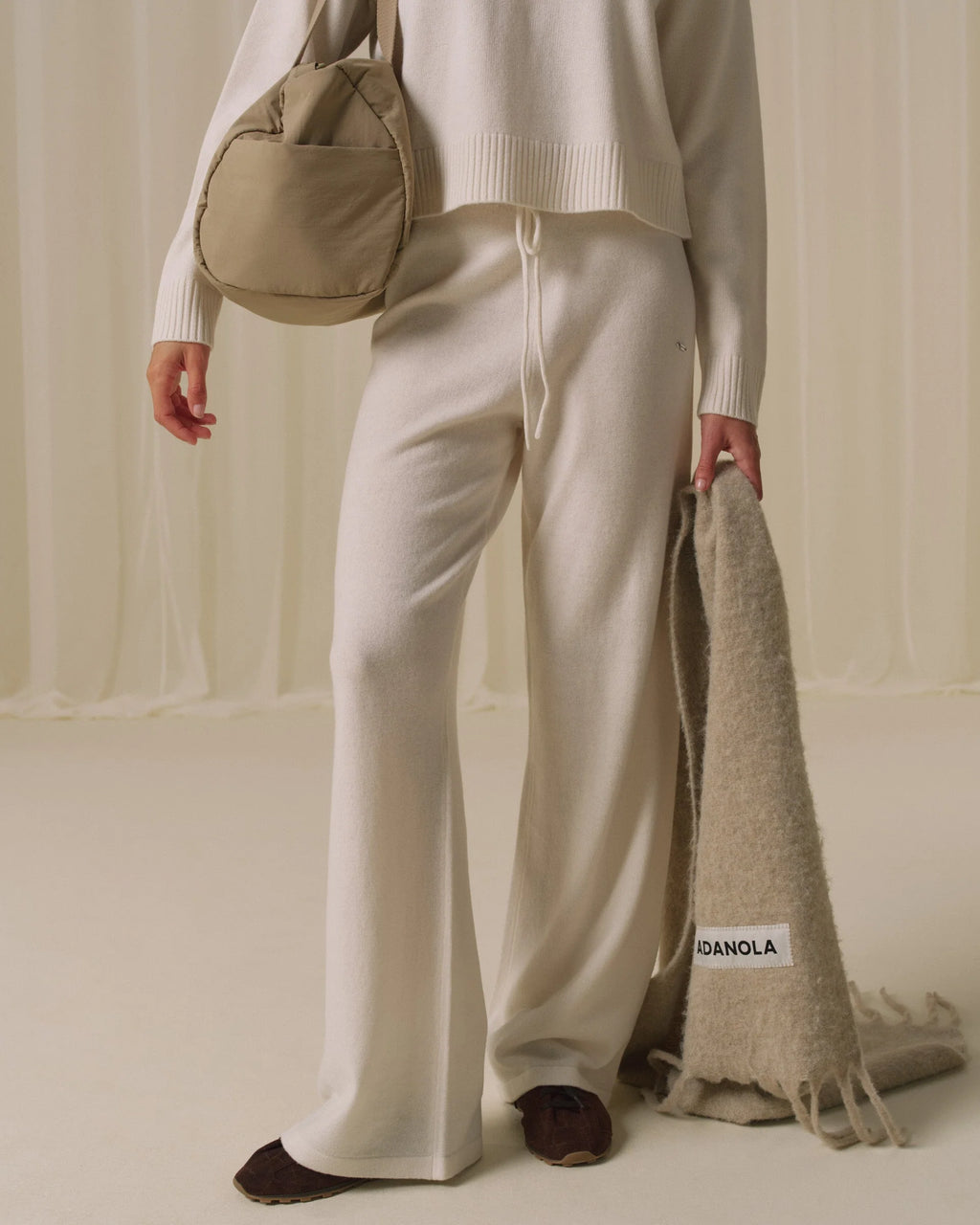 Lightweight Merino Wool Knit Trousers - Marshmallow White