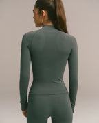 Seamless Longline Zip Up Top - Sea Green