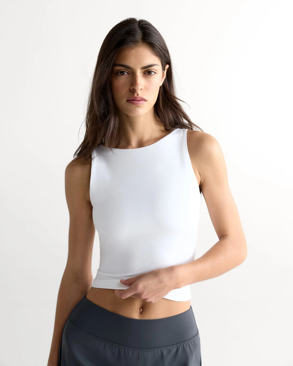 Ultimate Scoop Back Tank - White
