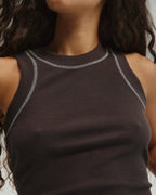 Overlock Ribbed Tank Top - Coffee Bean