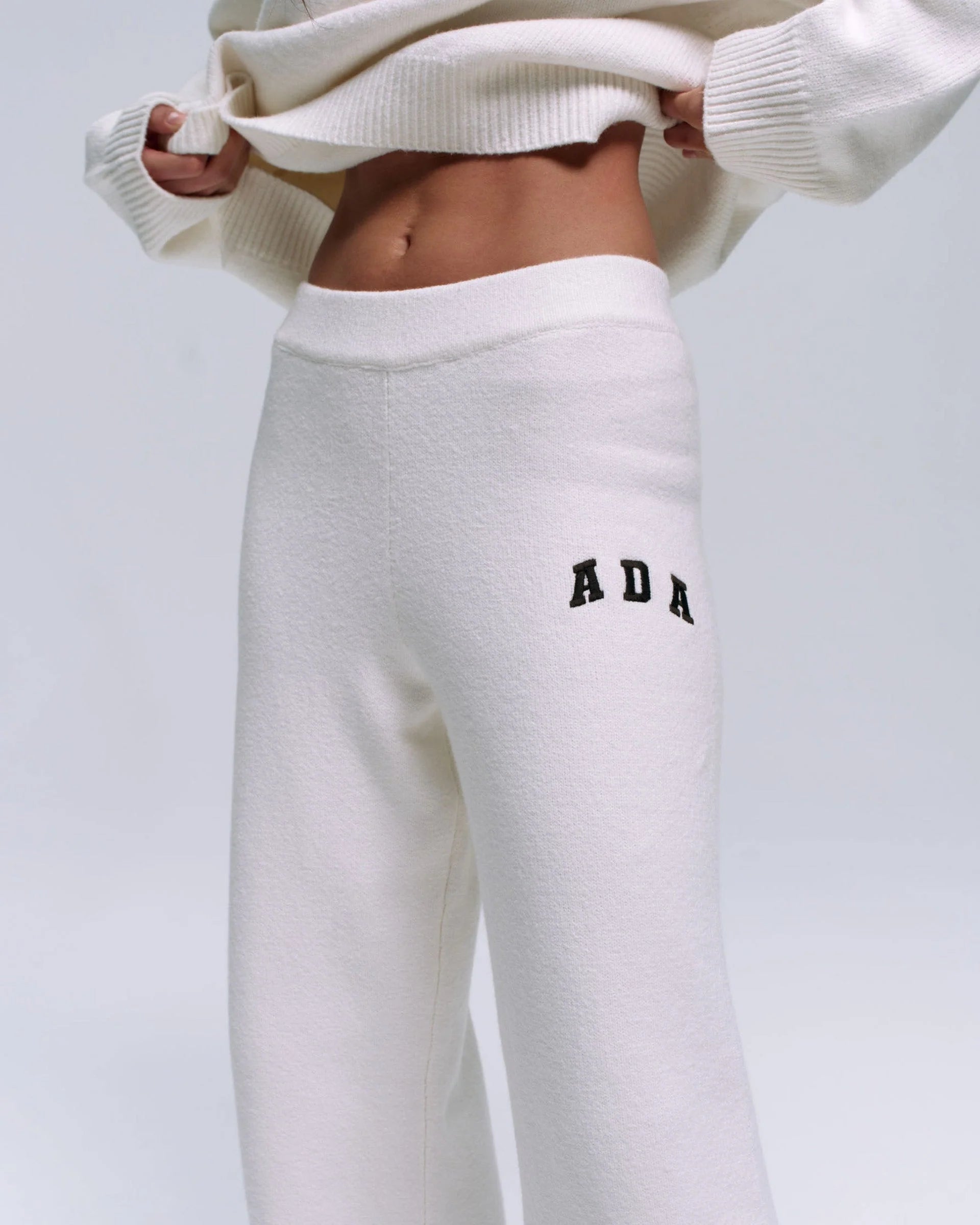 ADA Knit Straight Leg Sweatpants - Cream/Coffee Bean