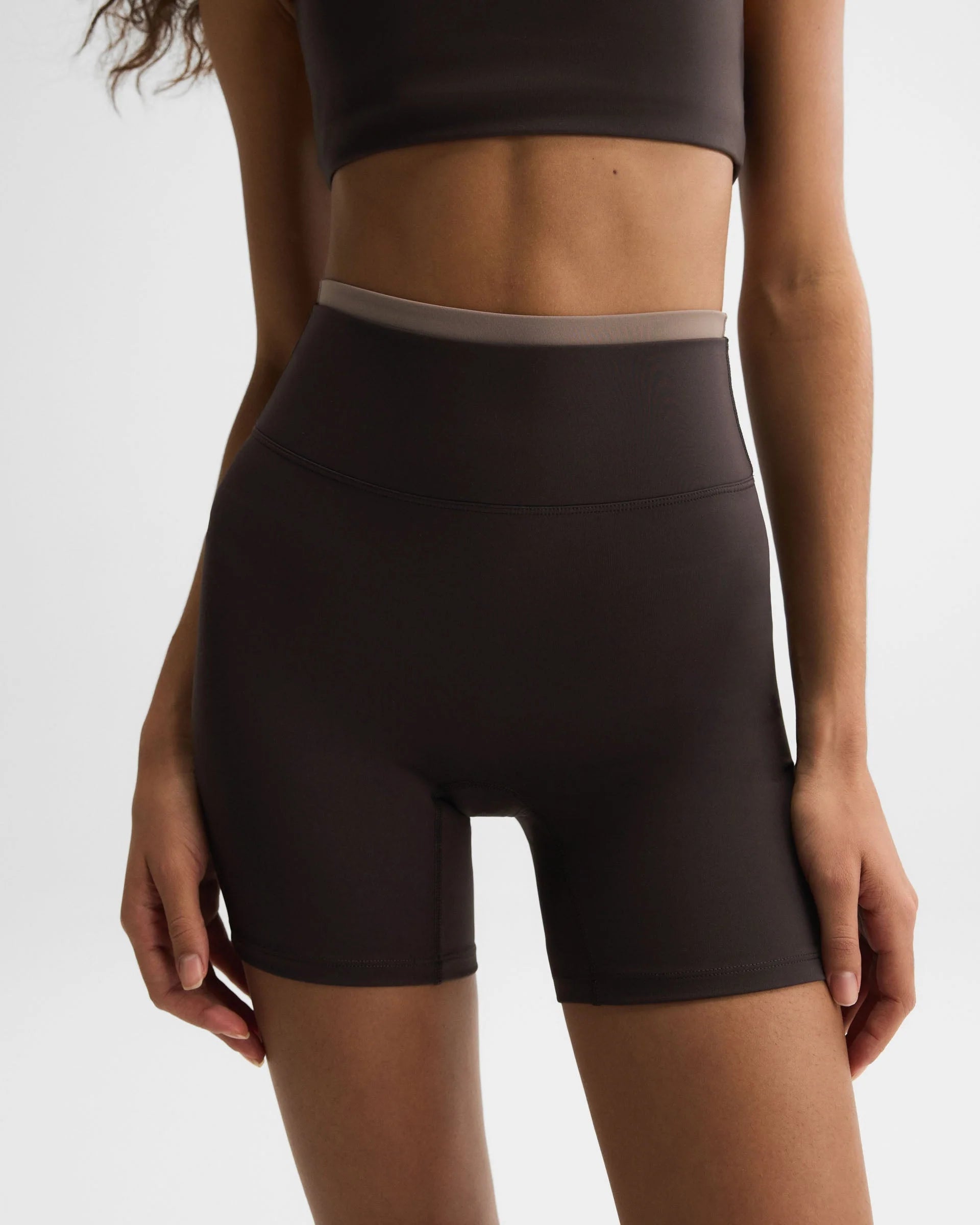 Ultimate Double Layer Crop Shorts - Coffee Bean/Dusty Brown