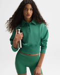 Jersey Cinched Waist Polo Sweatshirt - Eucalyptus Green