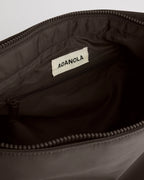 Gathered Nylon Shoulder Bag - Coffee Bean