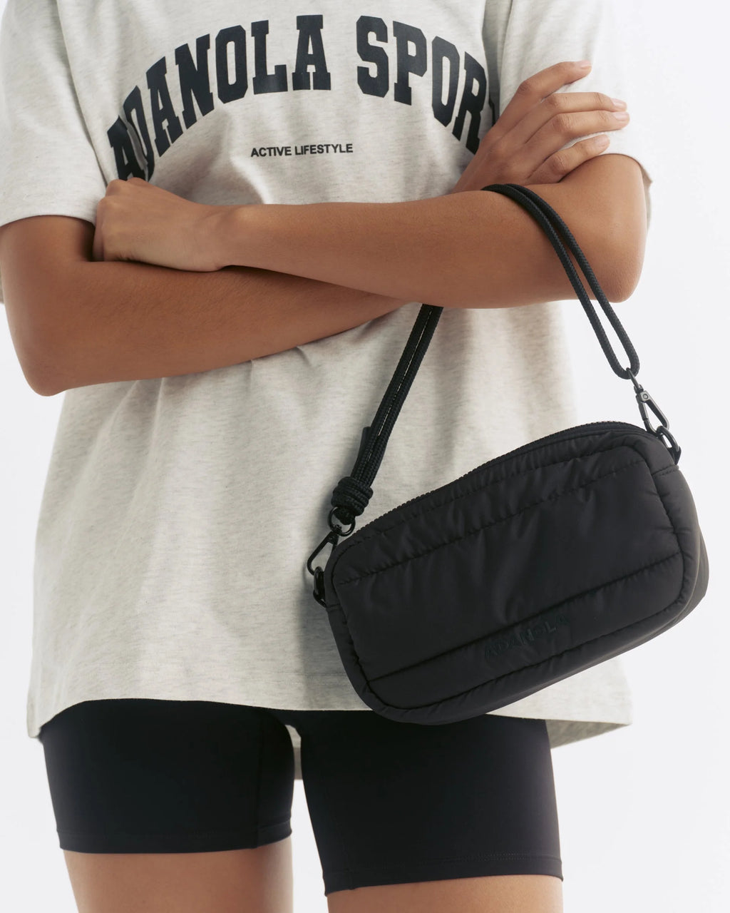 Small Branded Multi-Strap Bag - Black