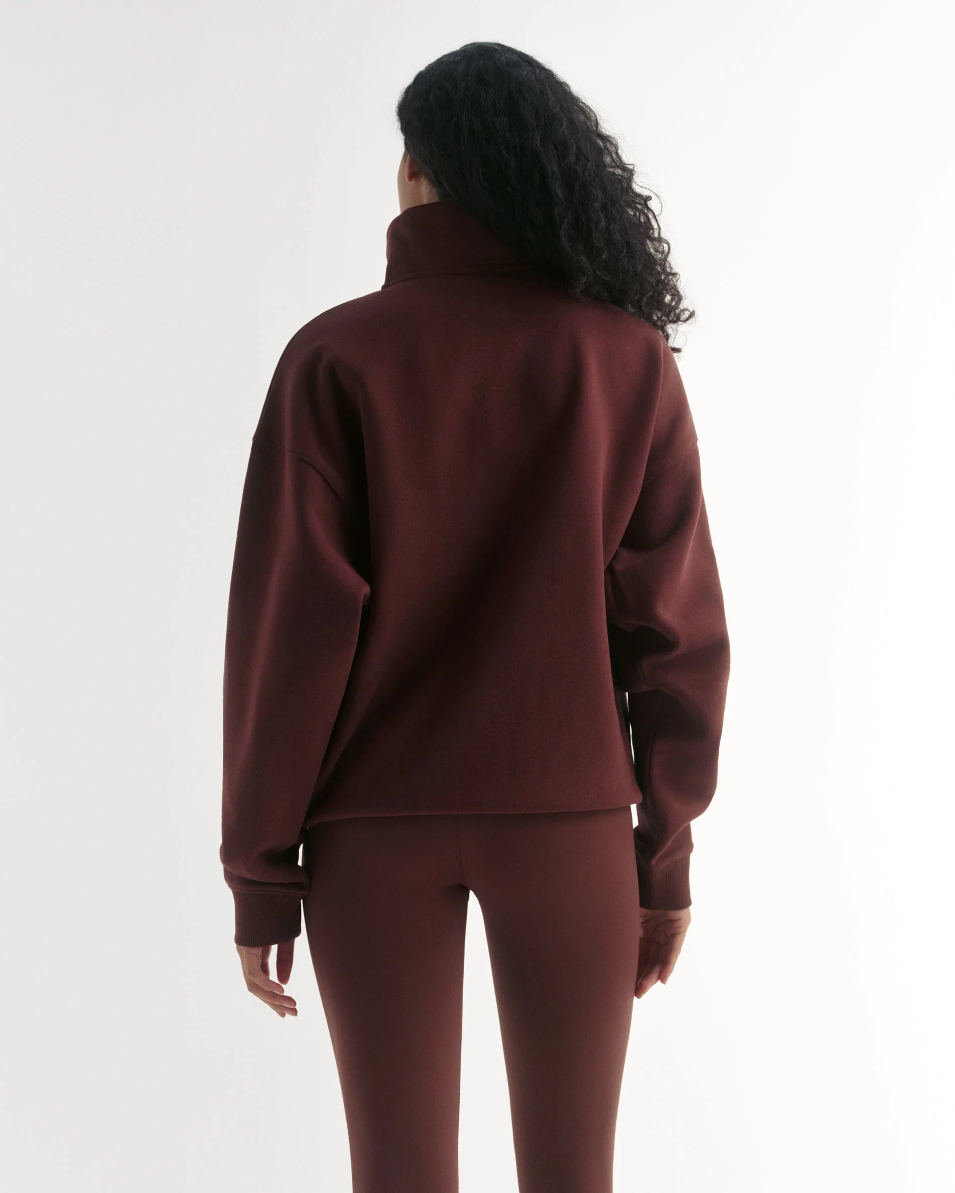 Classics Relaxed Funnel Neck Zip Sweatshirt - Mulberry Red/Marshmallow White