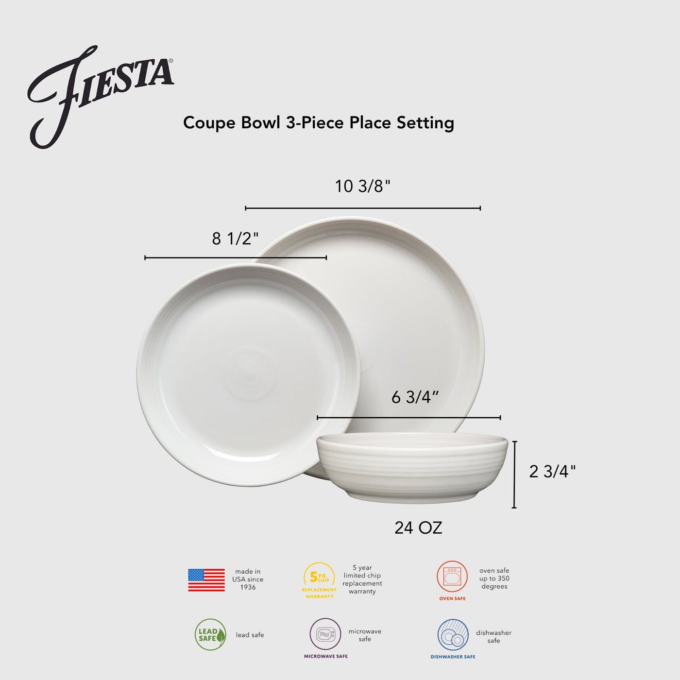 Coupe Bowl 3-Piece Dinnerware Set Foundry