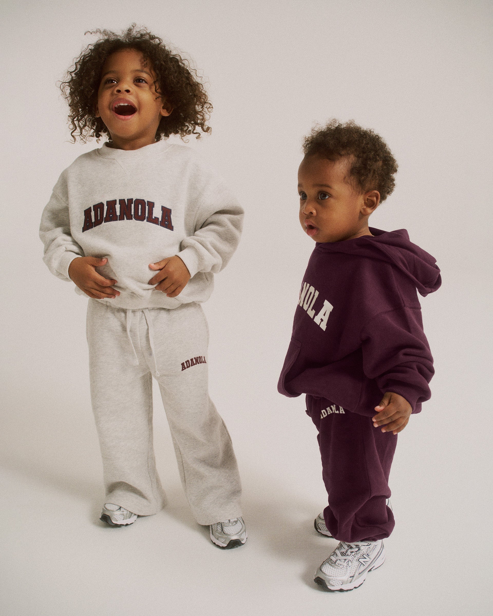 Mini Varsity Straight Leg Sweatpants - Light Grey Melange/Dark Cherry