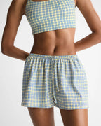 Checked Slub Lounge Shorts - Buttercream