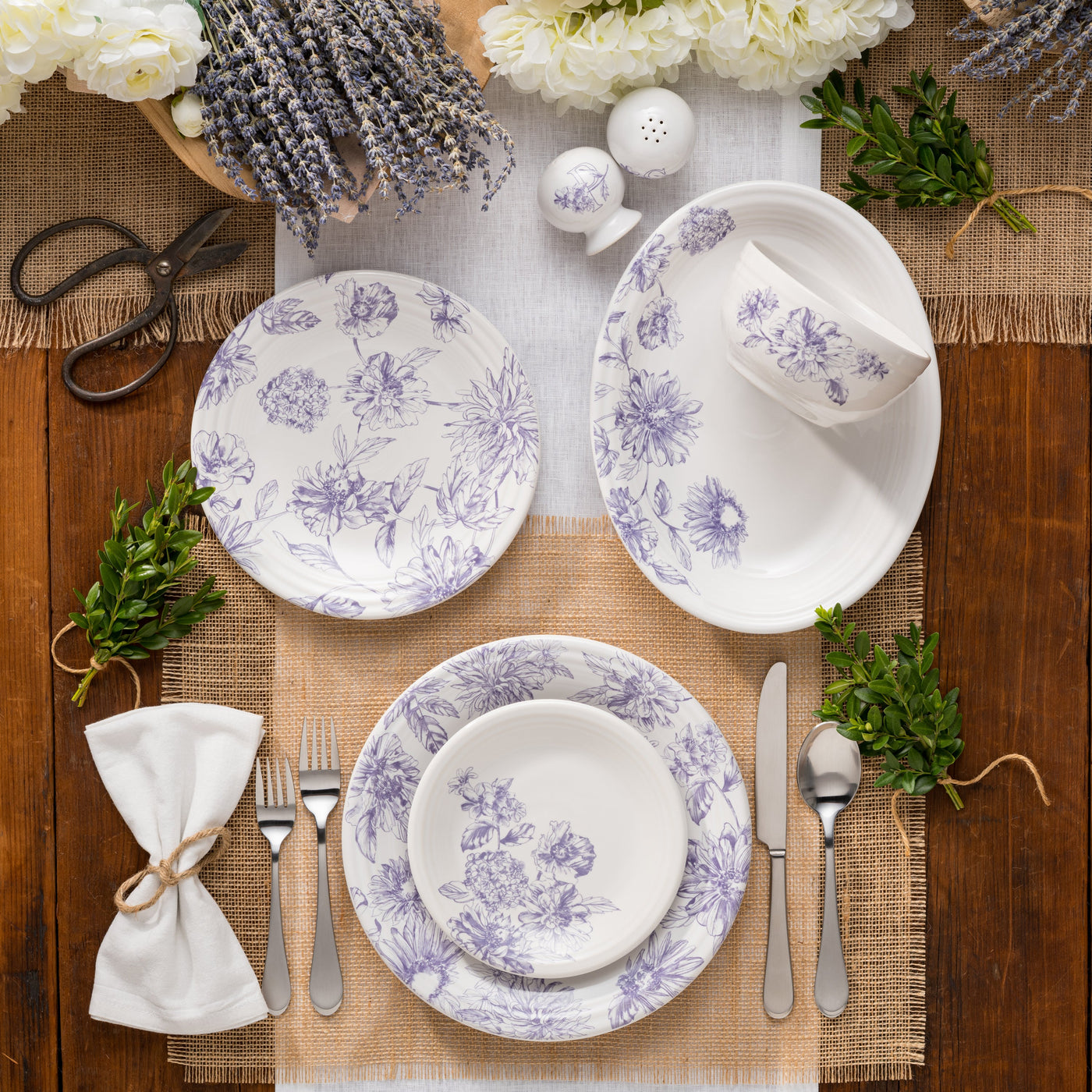 Botanical Floral Lavender 11 5/8 Inch Medium Oval Serving Platter
