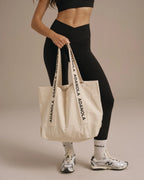 Branded Strap Tote Bag - Cream/Black