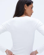 Rib Raglan Long Sleeve Top - White