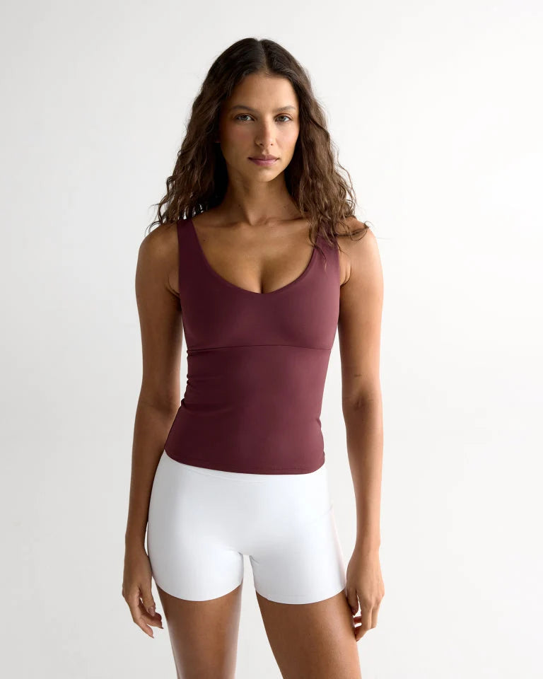 Ultimate V-Neck Top - Mulberry Red