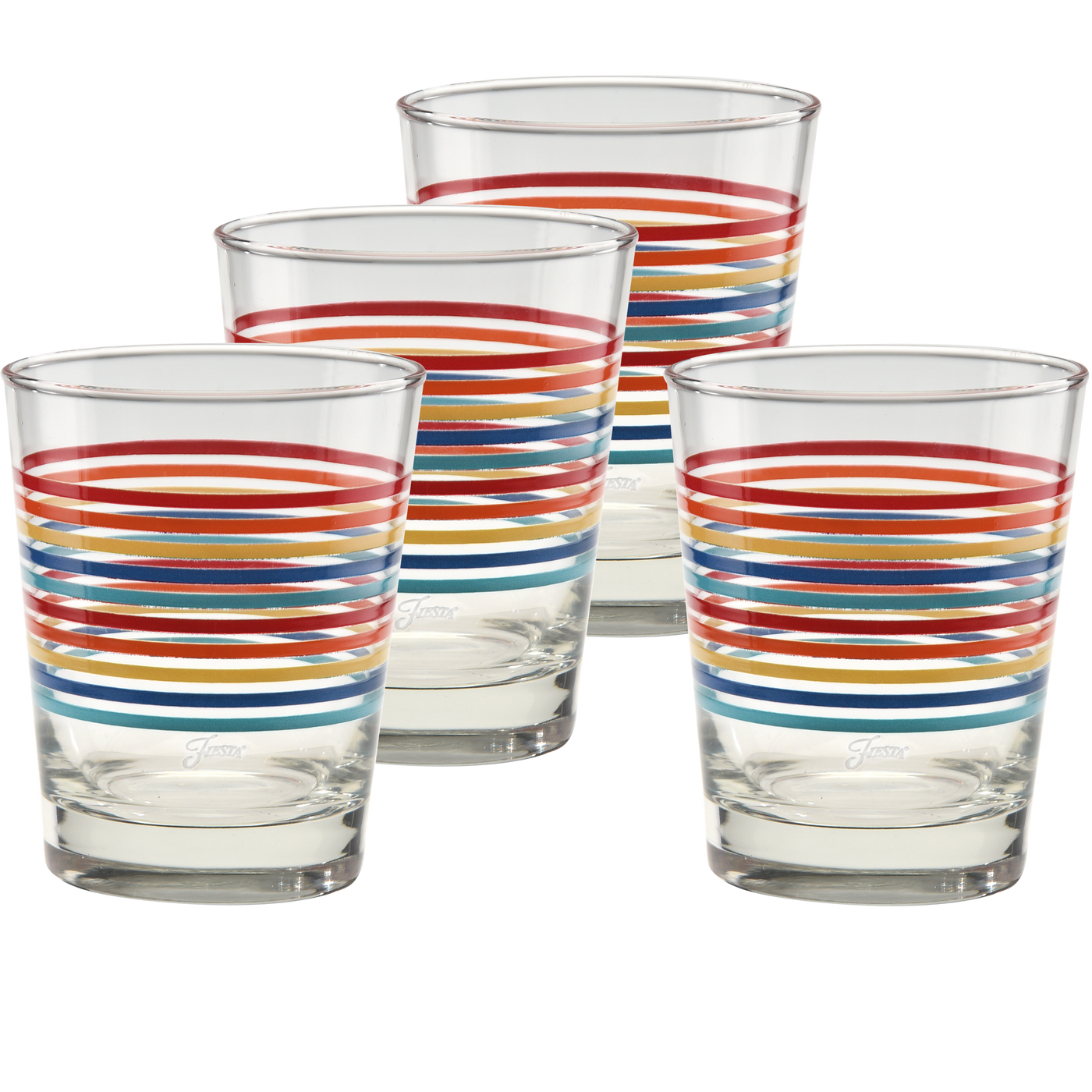 Vibrant Thin Stripe 15 oz. Tapered Double Old Fashion - Set of 4