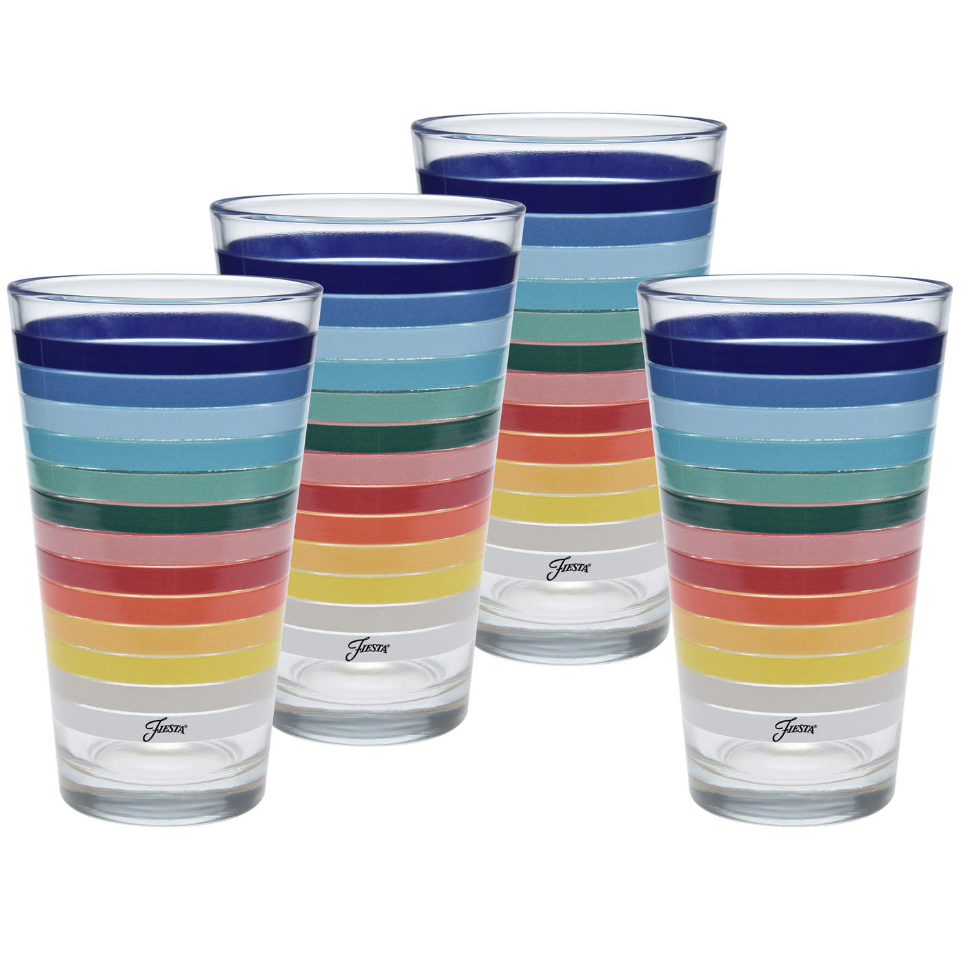 Retired 16 oz. All Colors Stripe Cooler Glass - Set of 4