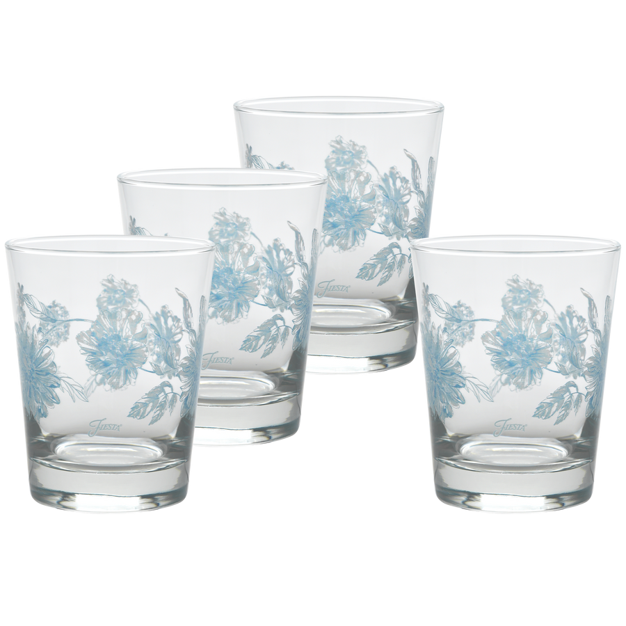 Botanical Floral 15 oz. Tapered Double Old Fashion Glass – Set of 4