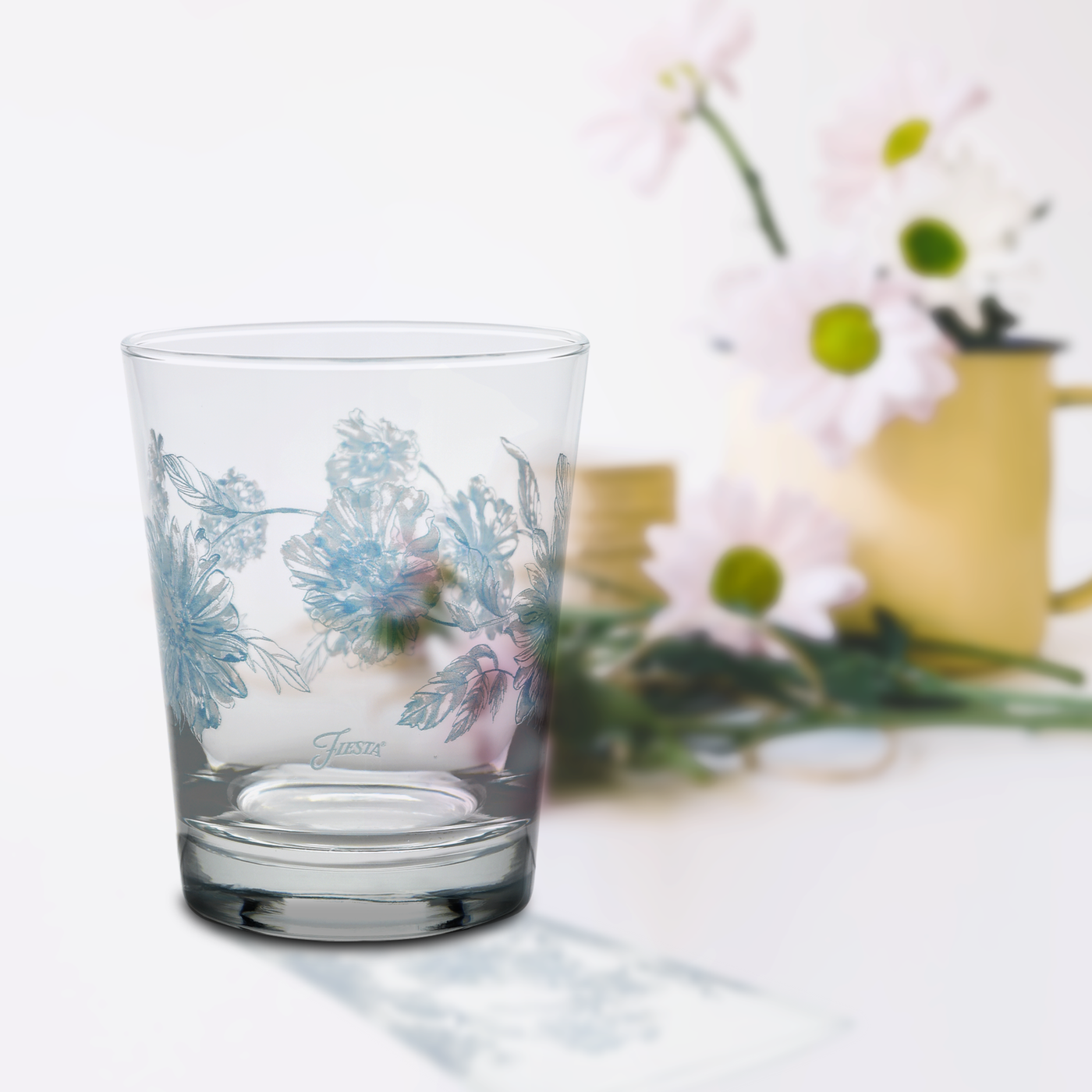 Botanical Floral 15 oz. Tapered Double Old Fashion Glass – Set of 4