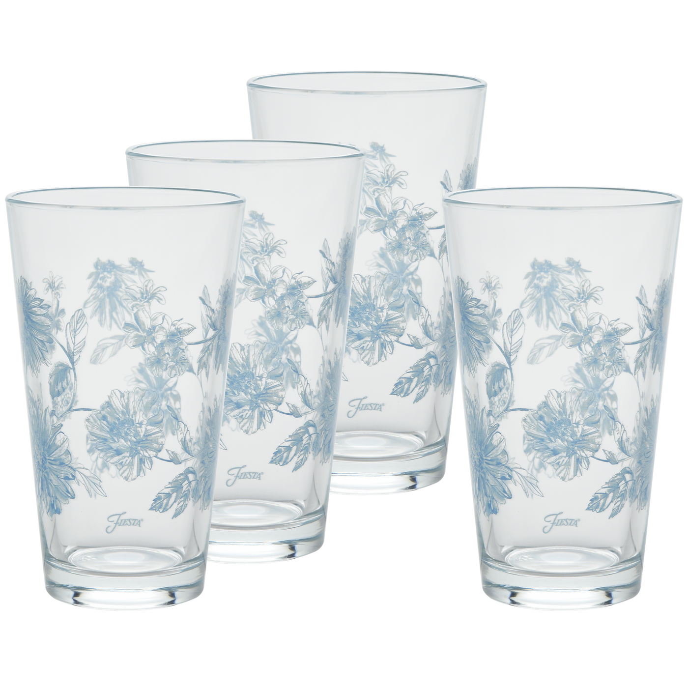 Botanical Floral 16 oz. Cooler Glass - Set of 4