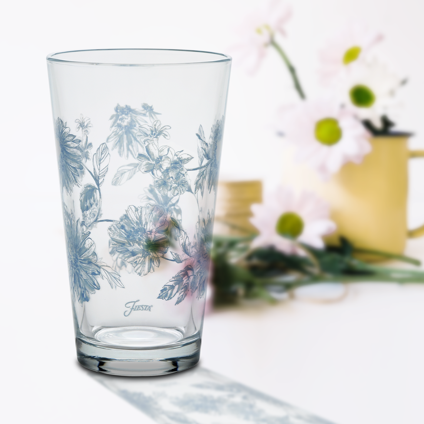 Botanical Floral 16 oz. Cooler Glass - Set of 4