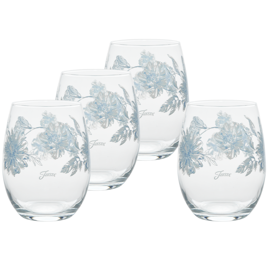 Botanical Floral 15 oz. Stemless Wine Glass – Set of 4
