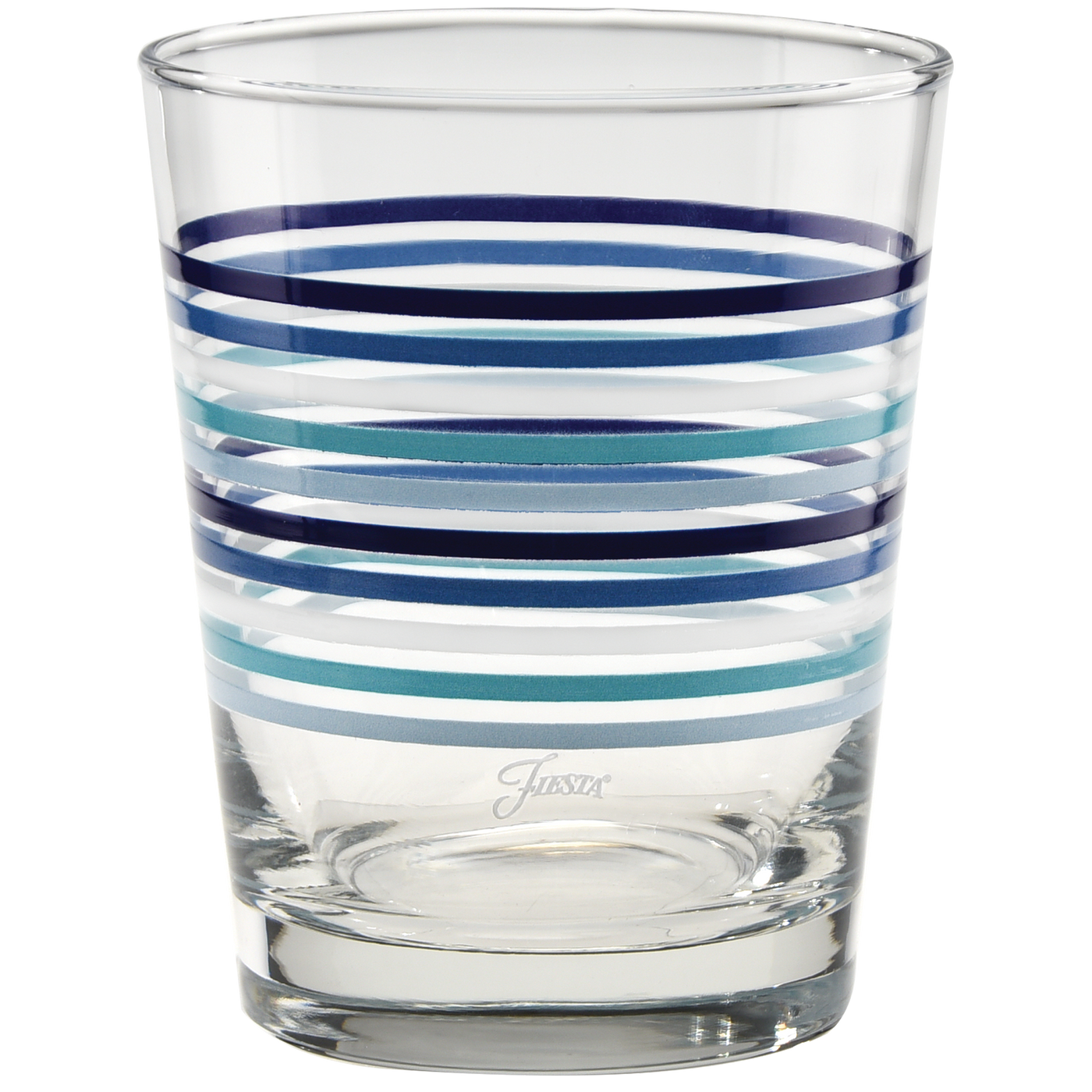 Coastal Blues Thin Stripe 15 oz. Tapered Double Old Fashion - Set of 4
