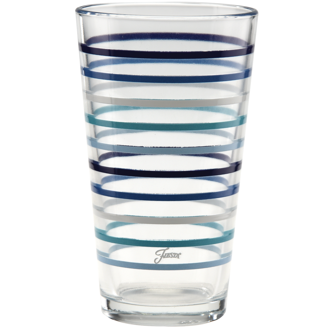 16 oz. Coastal Blues Thin Stripe Cooler Glass - Set of 4
