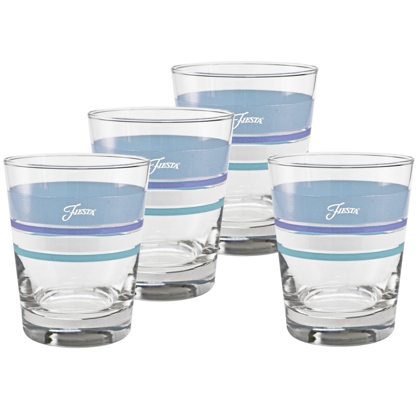Coastal Blues 15 oz. Edgeline Tapered Double Old Fashion – Set of 4