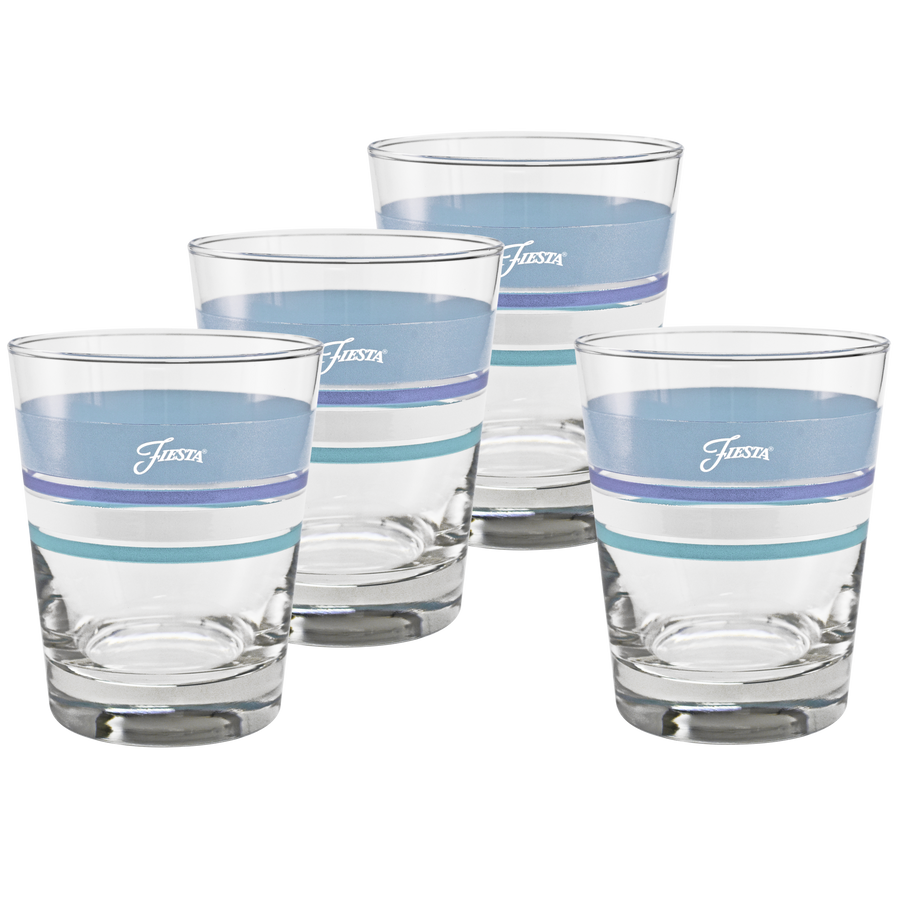 Coastal Blues 15 oz. Edgeline Tapered Double Old Fashion – Set of 4