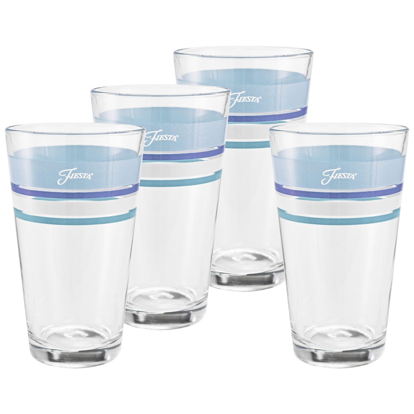 16 oz. Edgeline Coastal Blue Cooler Glass - Set of 4