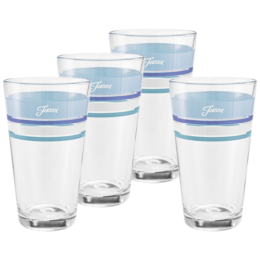 16 oz. Edgeline Coastal Blue Cooler Glass - Set of 4