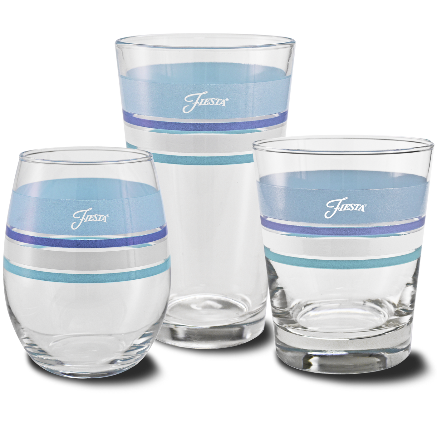 16 oz. Edgeline Coastal Blue Cooler Glass - Set of 4