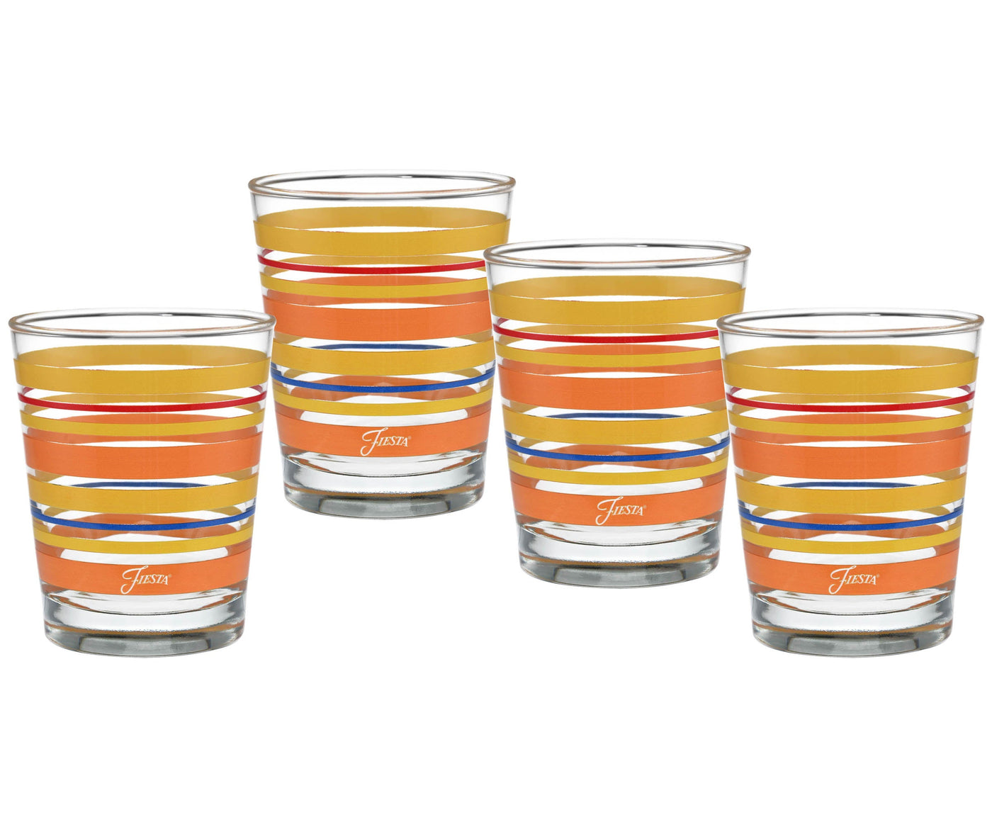 Retired 15 oz. Sienna Sunset Stripes Tapered Double Old Fashion – Set of 4