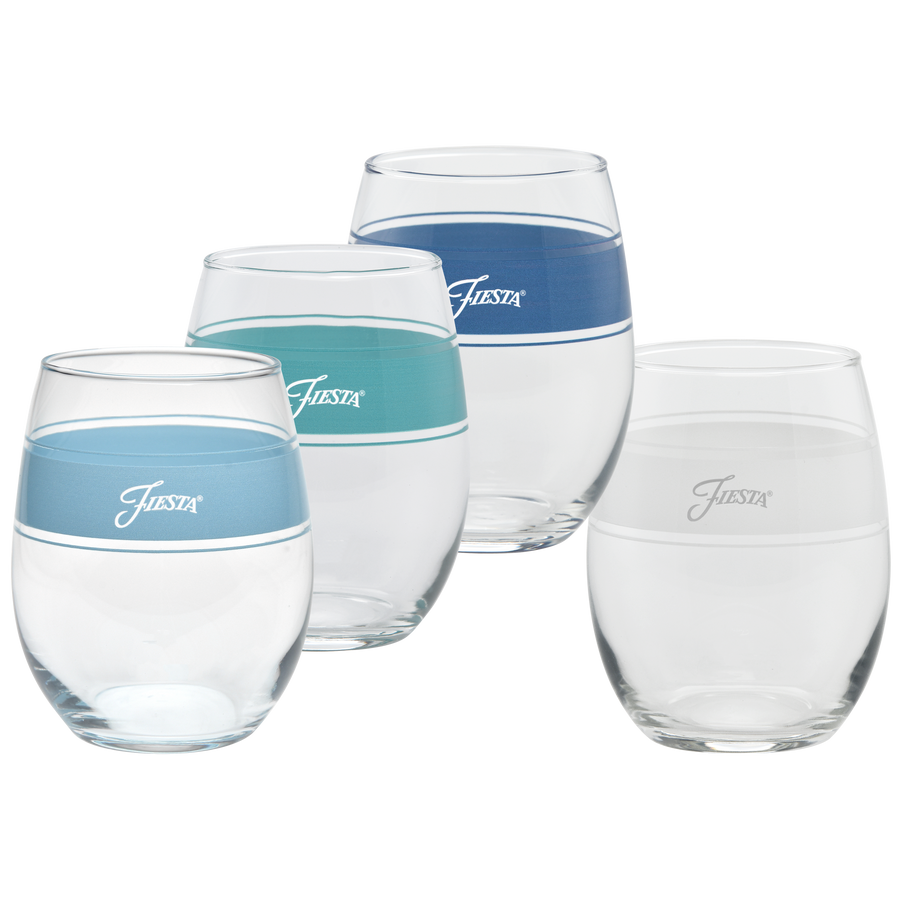 Coastal Blues 15 oz. Frame Stemless Wine Mixed Color – Set of 4