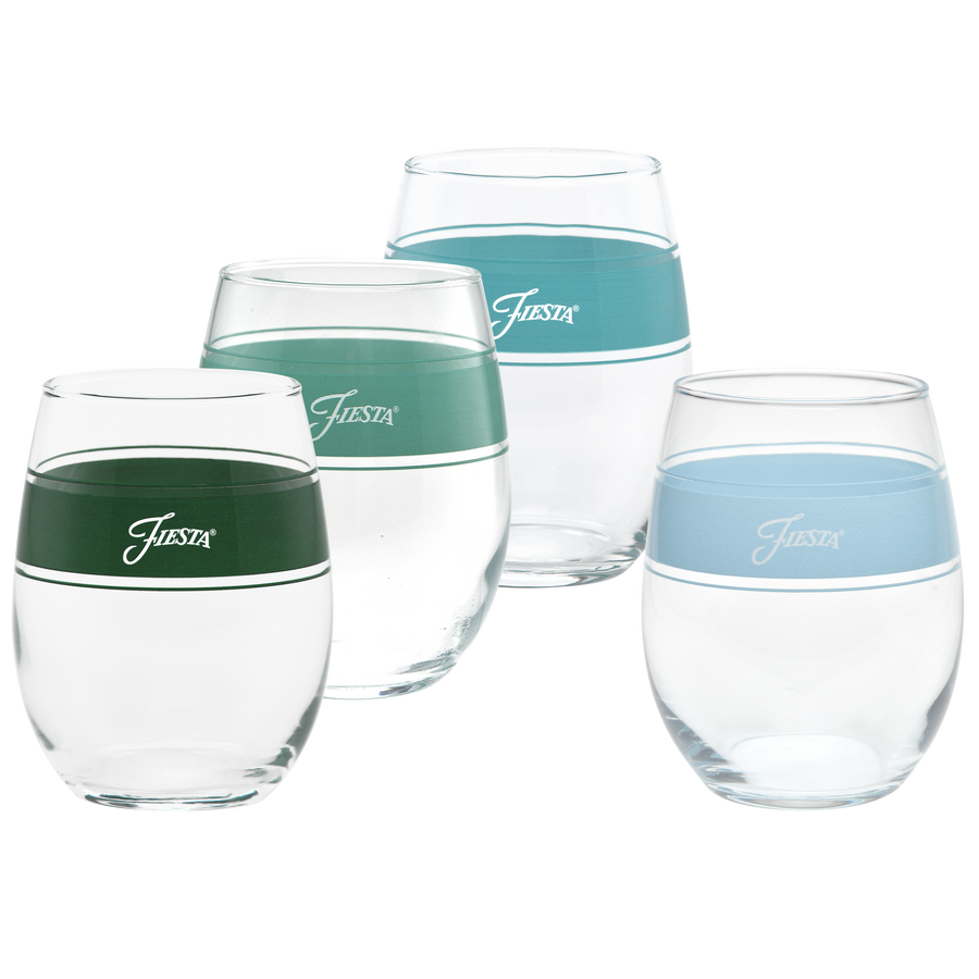 Aegean 15 oz. Frame Stemless Wine Glass Mixed Color – Set of 4