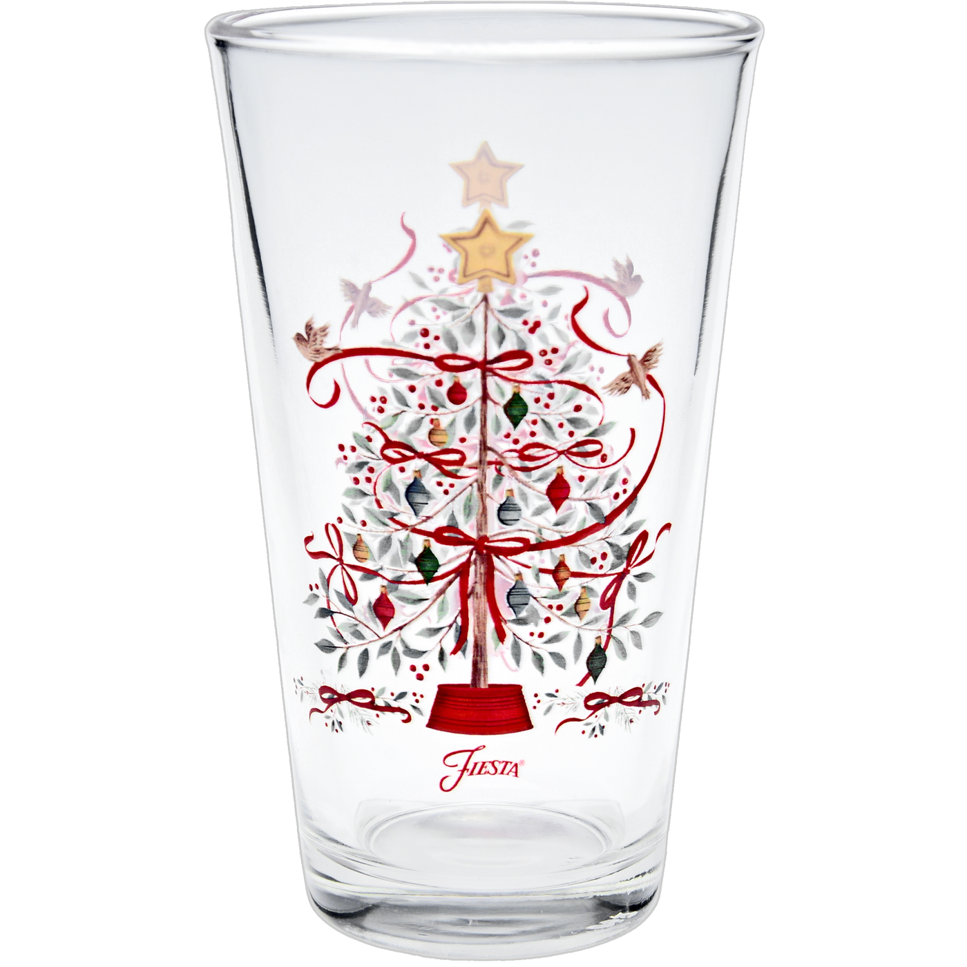Holly Berry Christmas Tree 16 oz. Cooler Glass - Set of 4
