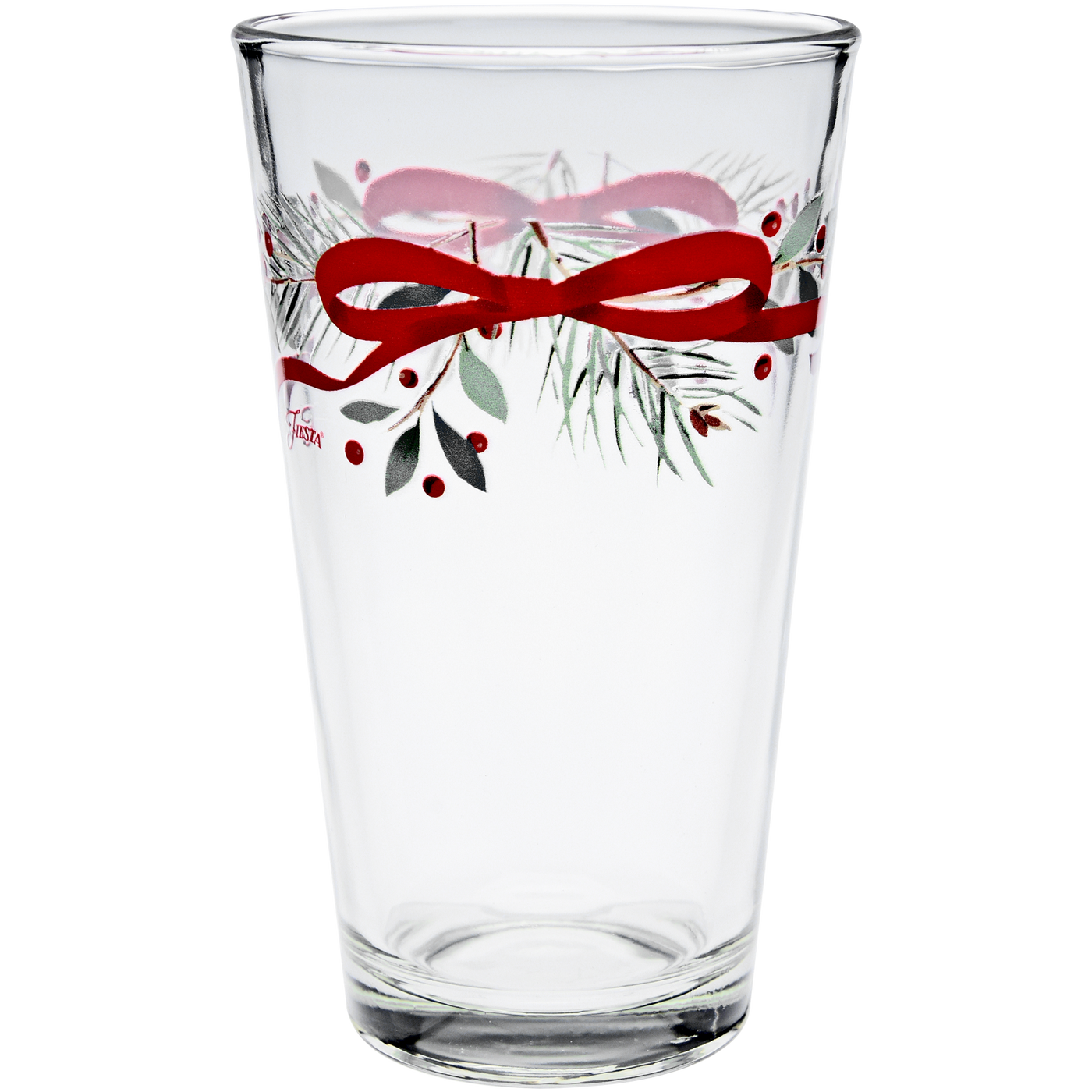 Holly Berry Christmas Garland 16 oz. Cooler Glass - Set of 4