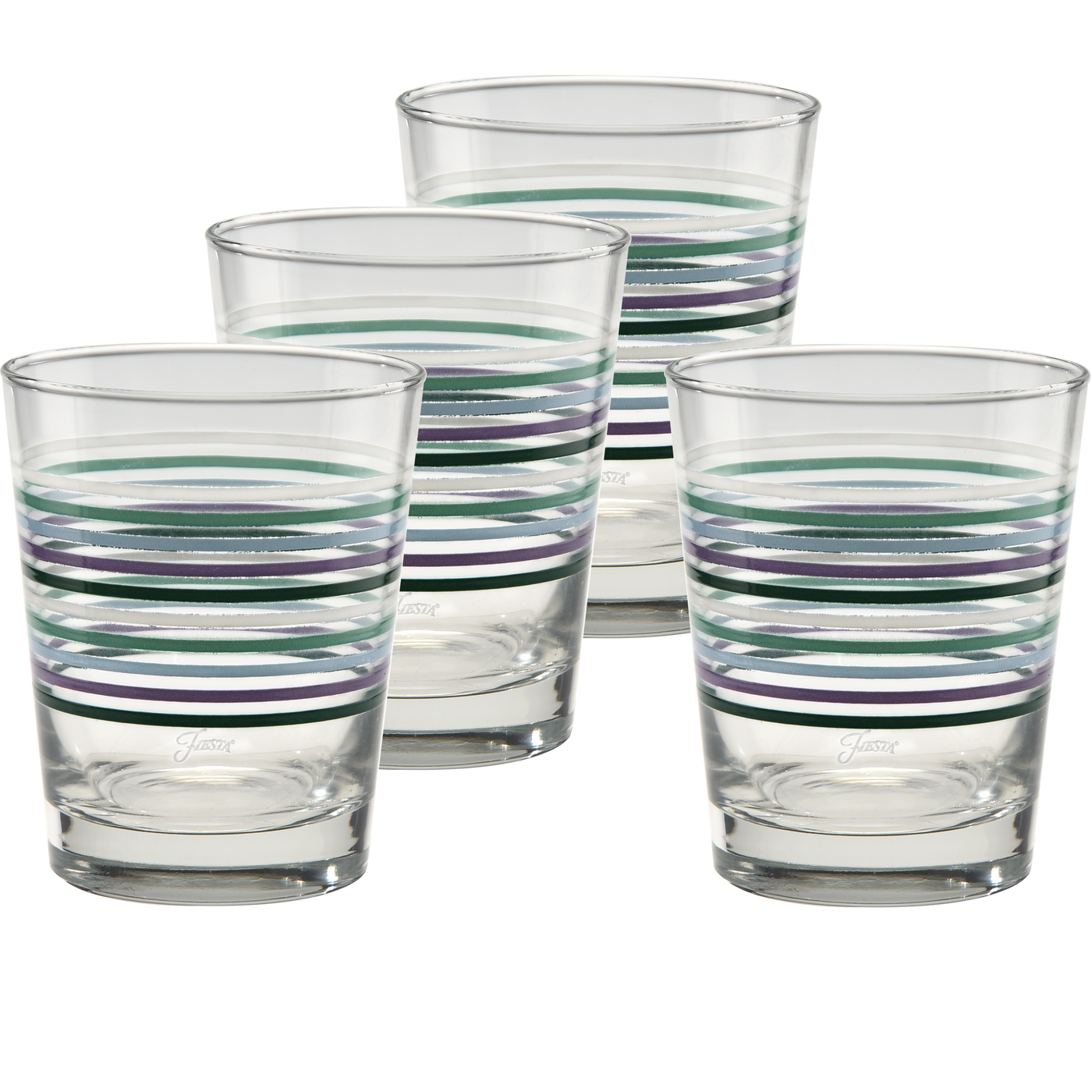 Lavender Bloom Thin Stripe 15 oz. Tapered Double Old Fashion - Set of 4