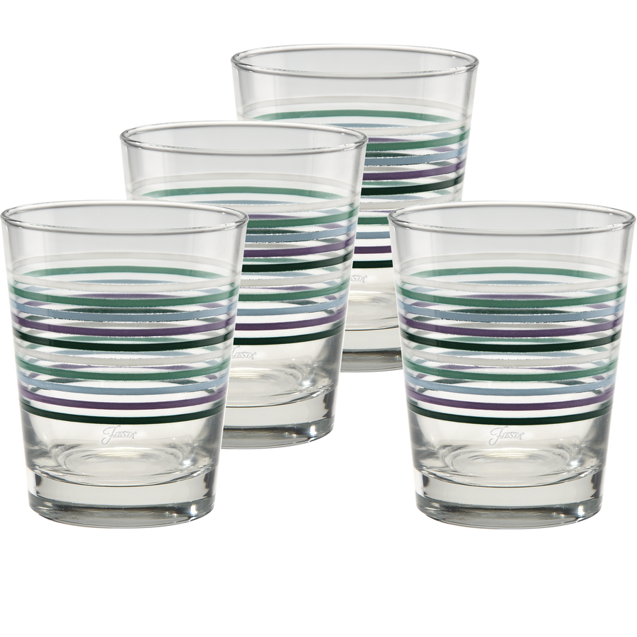 Lavender Bloom Thin Stripe 15 oz. Tapered Double Old Fashion - Set of 4