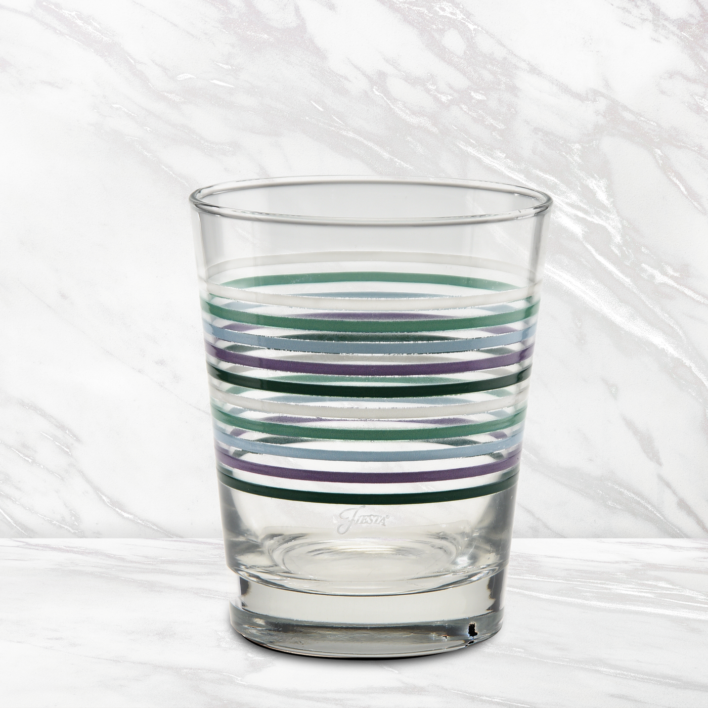 Lavender Bloom Thin Stripe 15 oz. Tapered Double Old Fashion - Set of 4