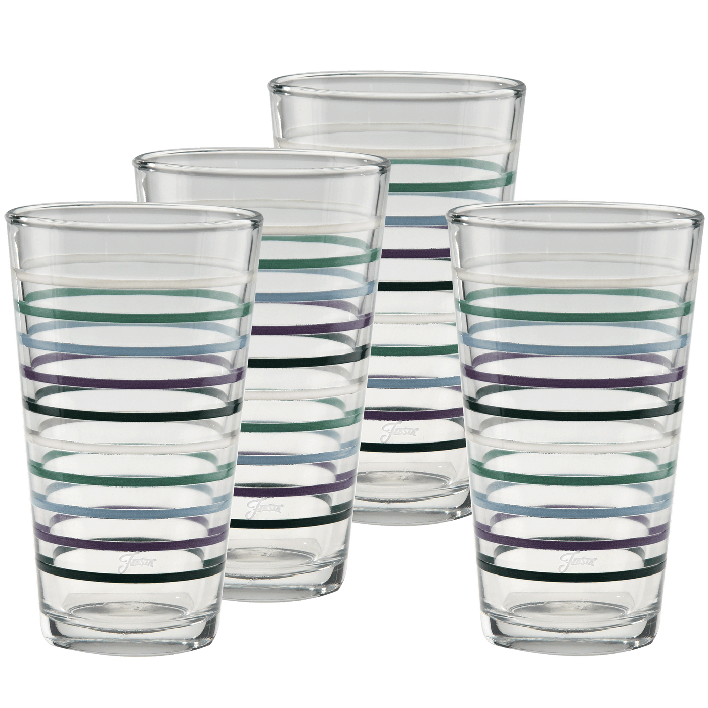 16 oz. Lavender Bloom Thin Stripe Cooler Glass - Set of 4