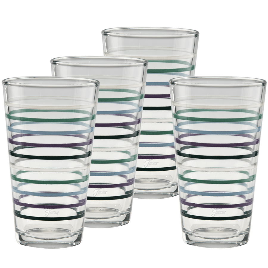 16 oz. Lavender Bloom Thin Stripe Cooler Glass - Set of 4