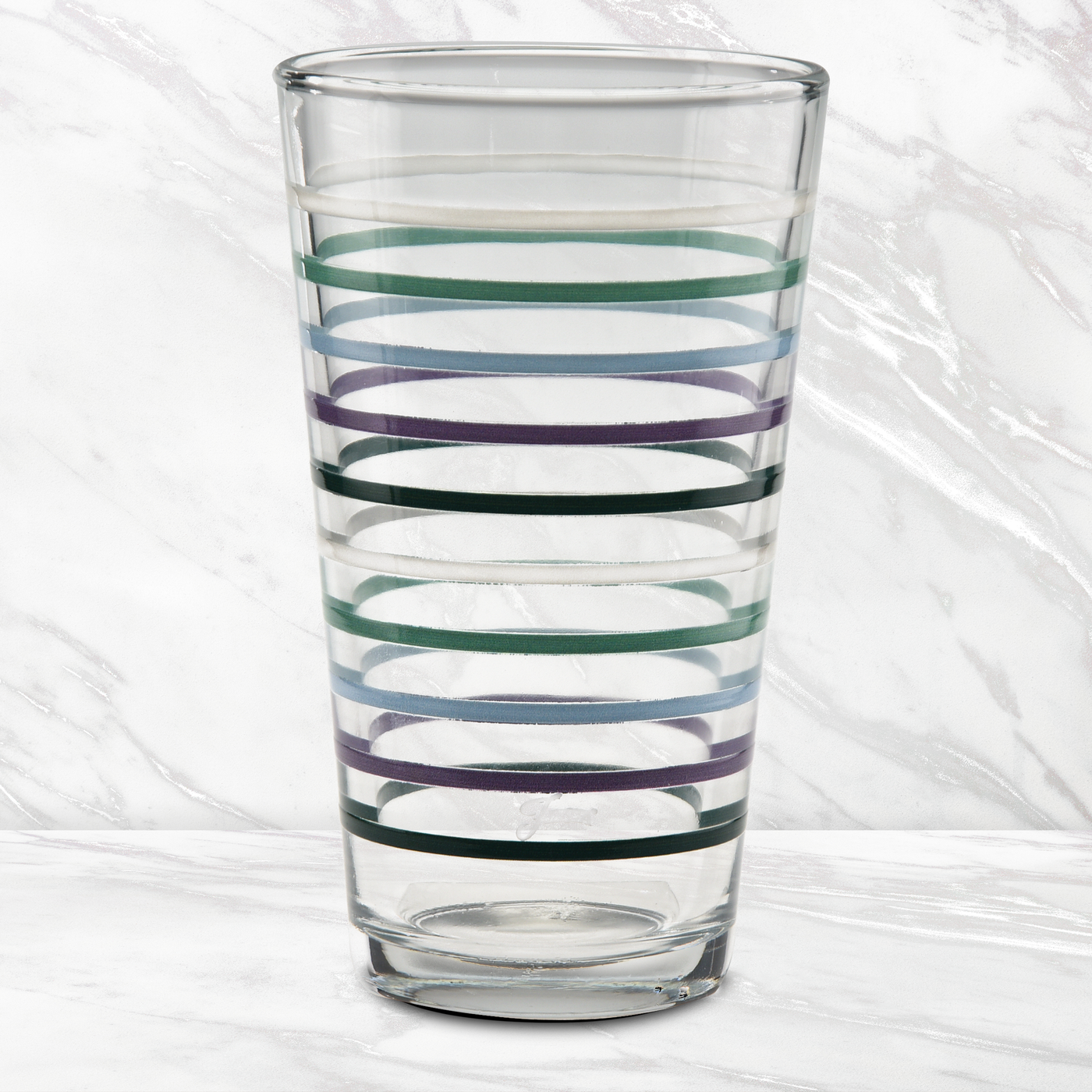 16 oz. Lavender Bloom Thin Stripe Cooler Glass - Set of 4