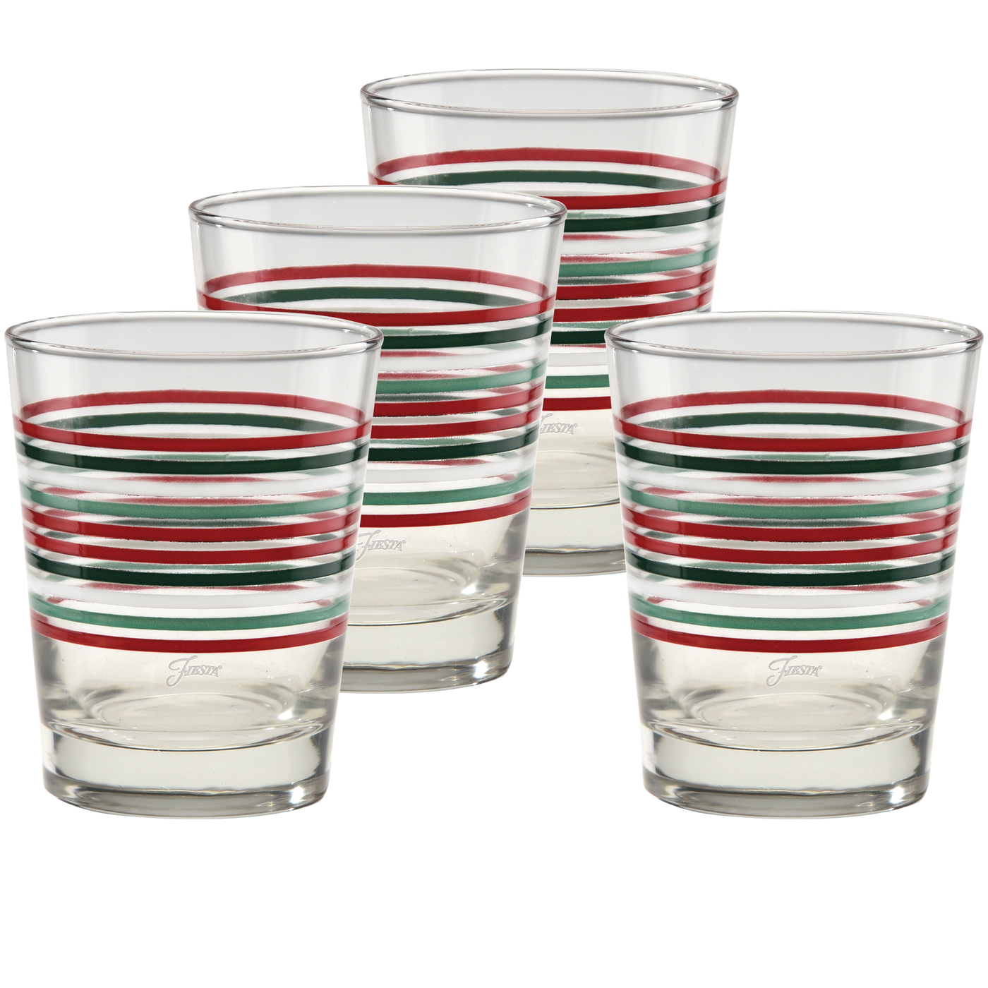 Christmas Thin Stripe 15 oz. Tapered Double Old Fashion - Set of 4