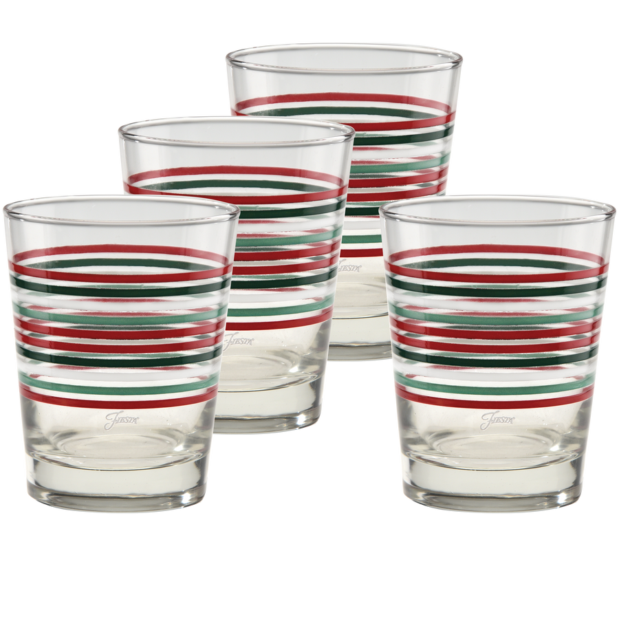 Christmas Thin Stripe 15 oz. Tapered Double Old Fashion - Set of 4