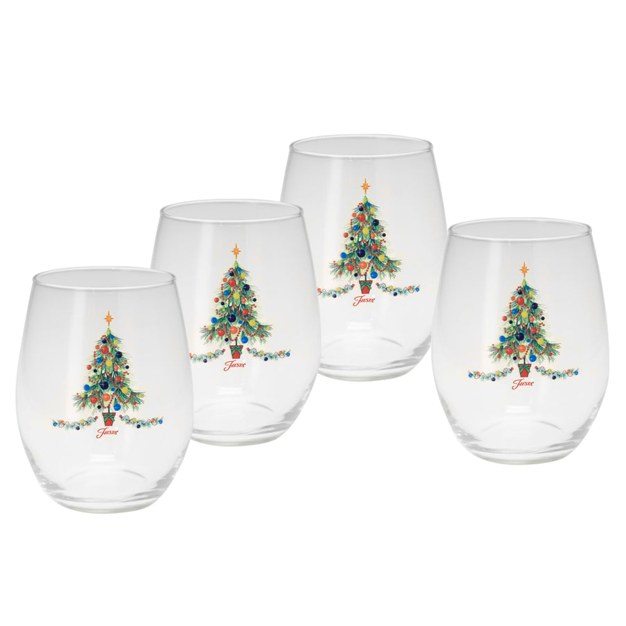 15 oz. Christmas Tree Stemless Wine – Set of 4