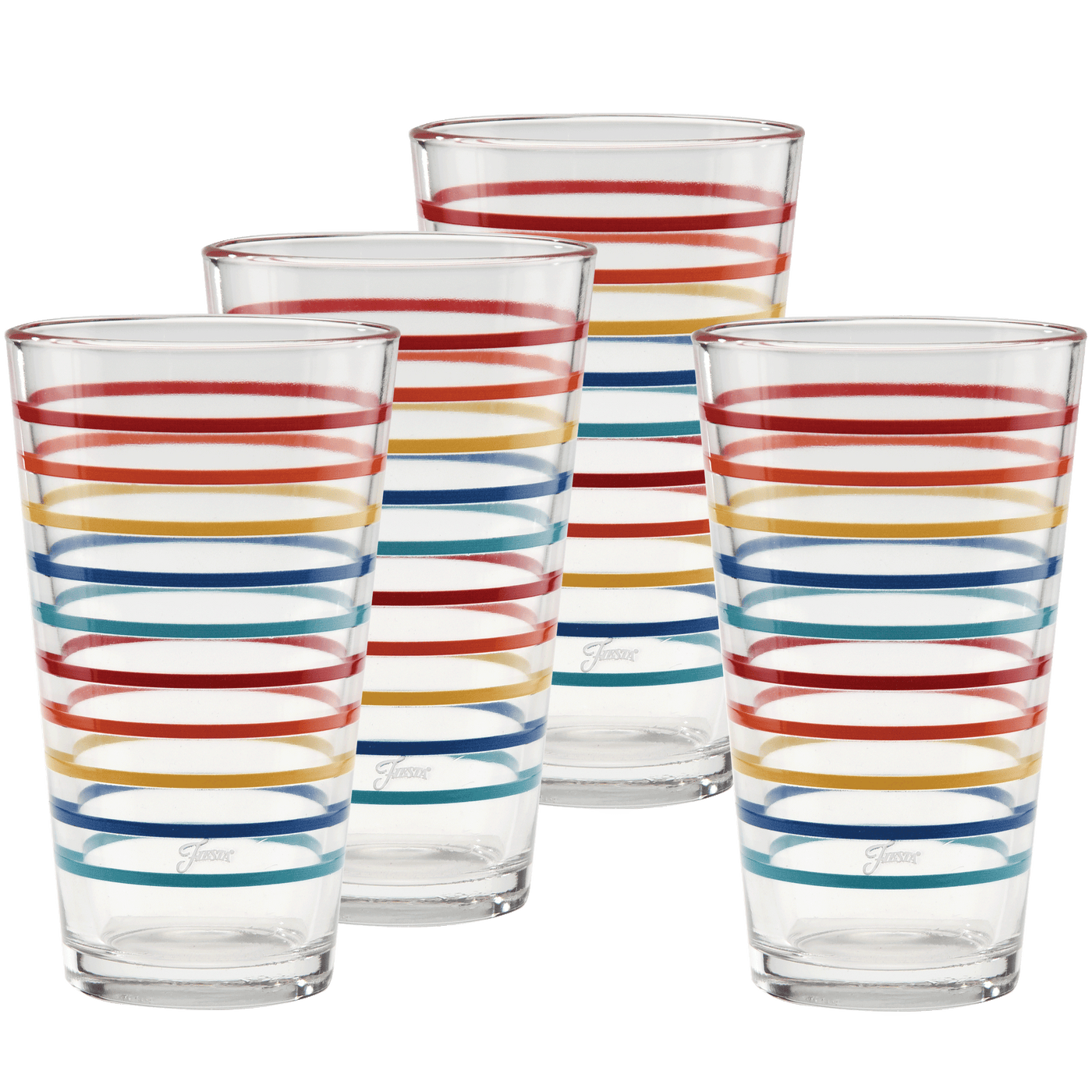 16 oz. Vibrant Thin Stripe Cooler Glass - Set of 4