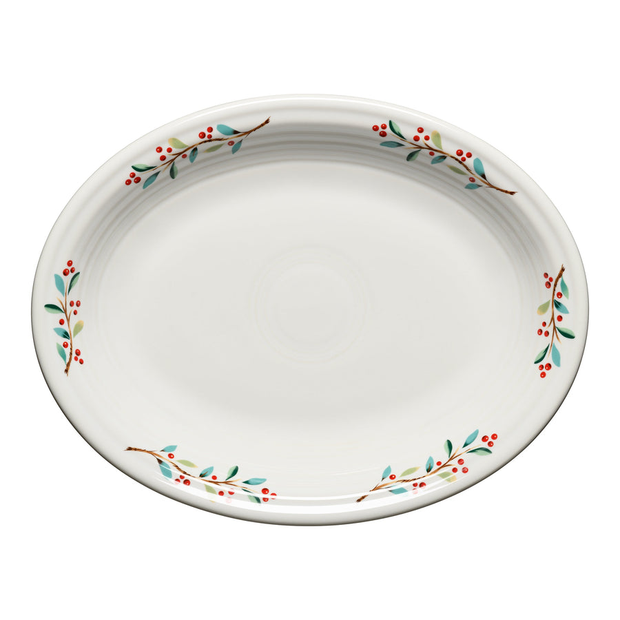 Retired Holly Berry Christmas 11 5/8 Inch Medium Oval Serving Platter