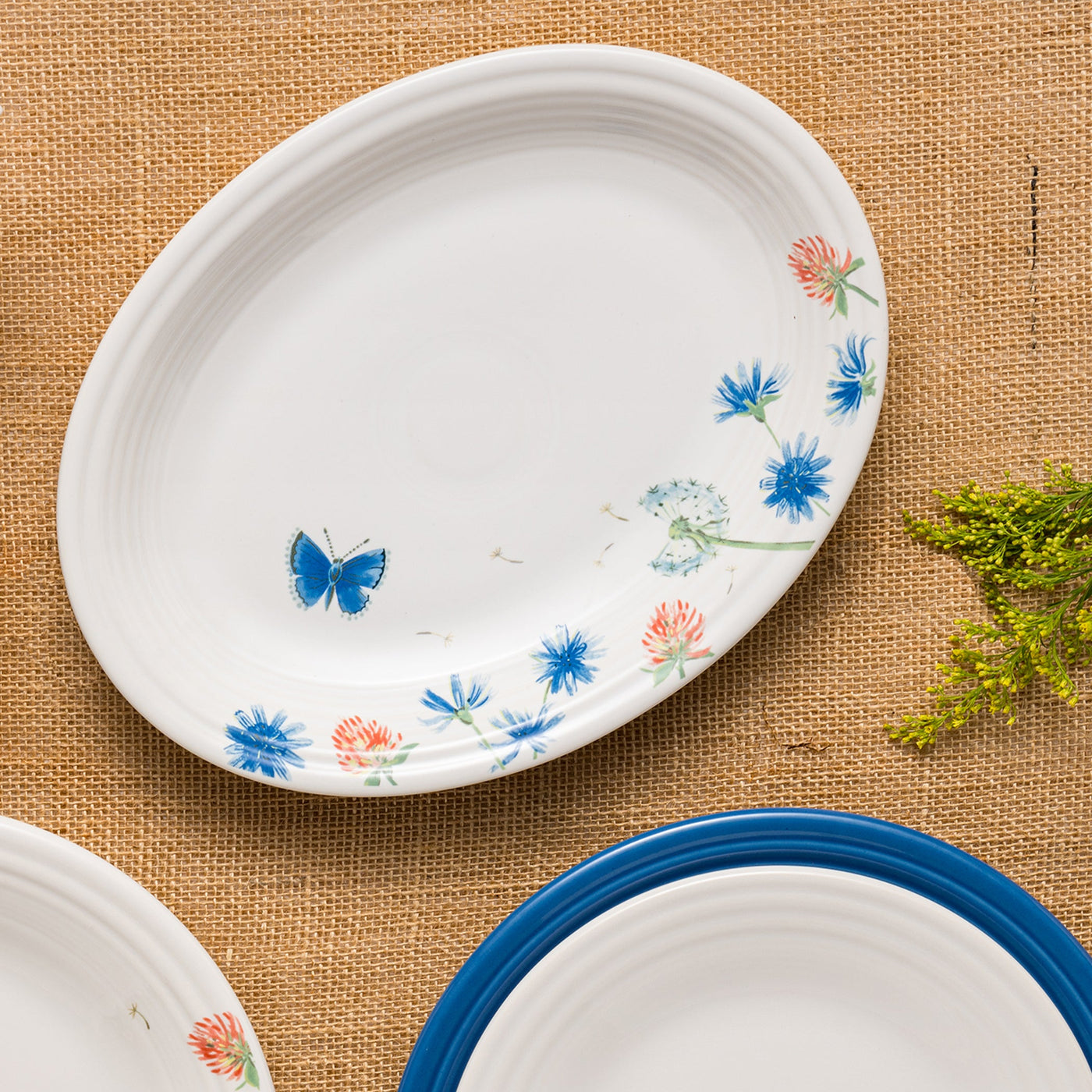 Retired Breezy Floral 11 5/8 Inch Medium Oval Serving Platter