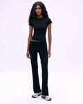 Rib Fold Over Pants - Black